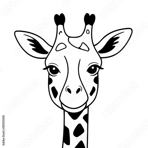 Simple vector illustration of Giraffe drawing colouring activity
