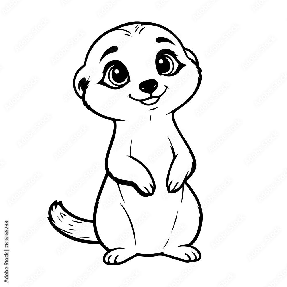 Obraz premium Cute vector illustration Meerkat drawing for kids page