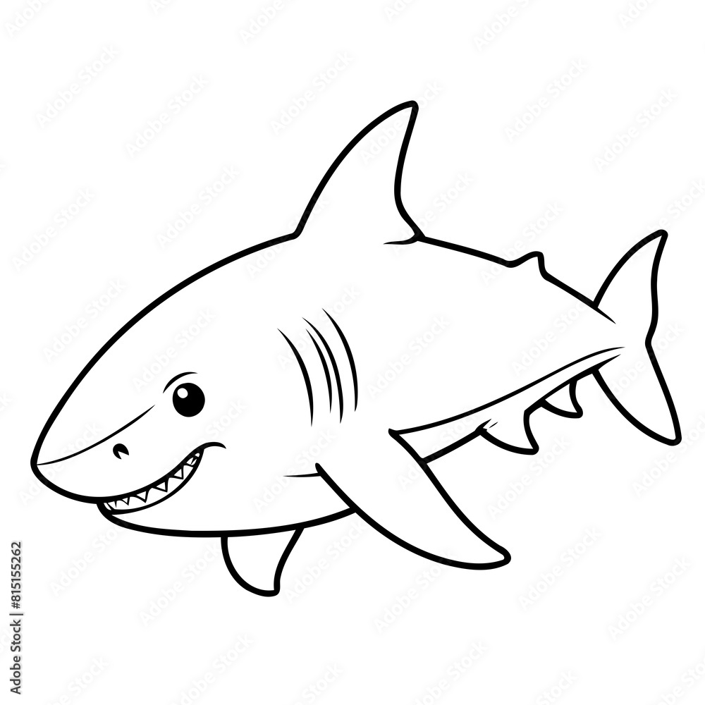 Fototapeta premium Simple vector illustration of Shark drawing for children page