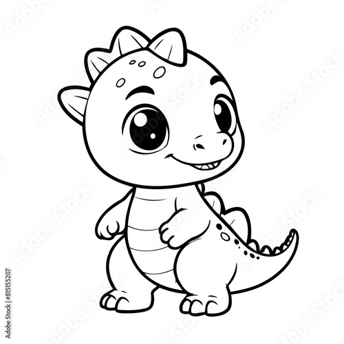 Vector illustration of a cute Dino drawing for toddlers book