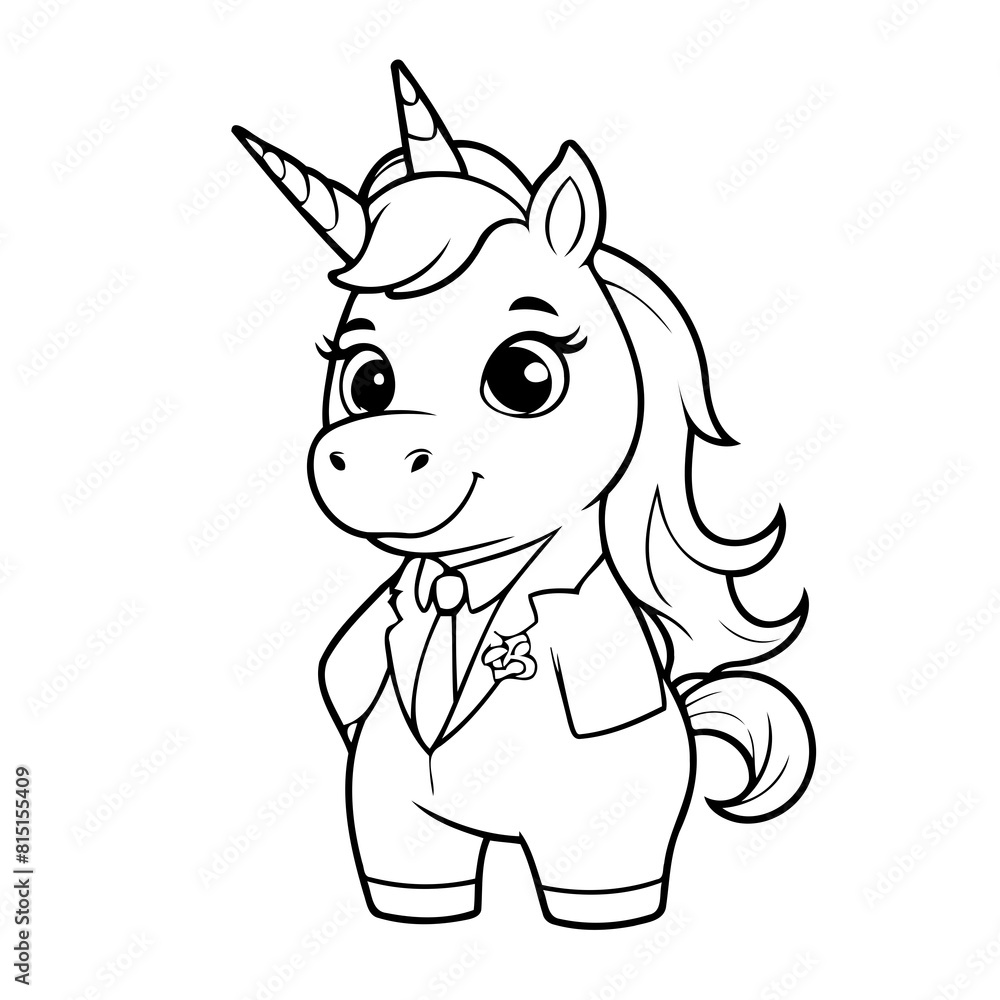 Obraz premium Simple vector illustration of Unicorn hand drawn for toddlers