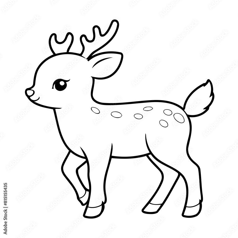 Vector illustration of a cute Deer drawing for kids page