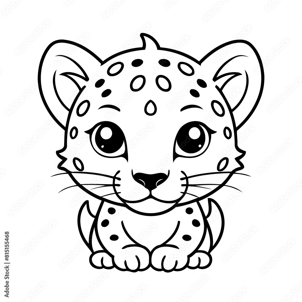 Simple vector illustration of Cheetah drawing colouring activity Simple vector illustration of Cheetah drawing colouring activity