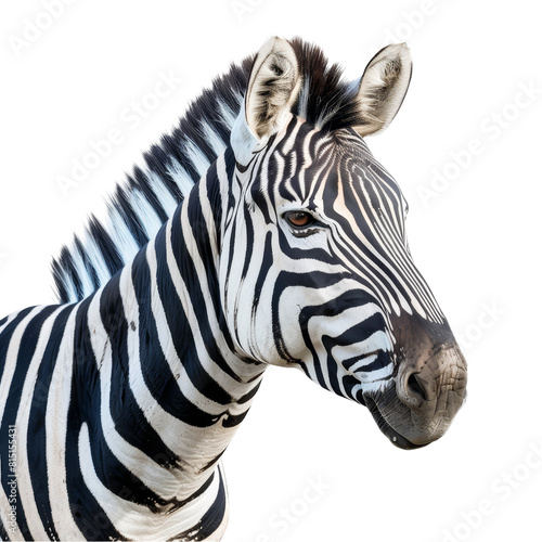A zebra is positioned in front of a plain white backdrop  a Beaver Isolated on a whitePNG Background