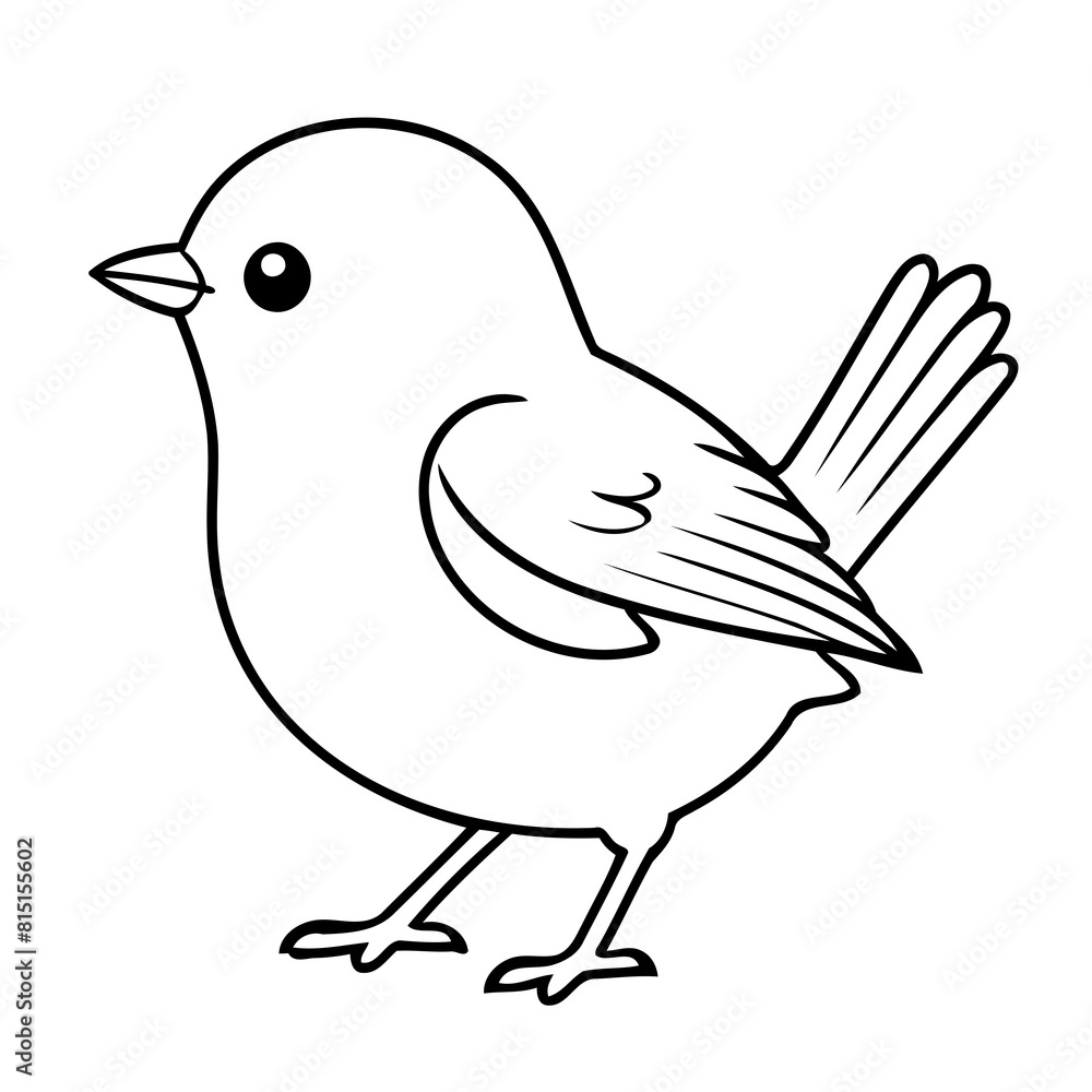 Fototapeta premium Vector illustration of a cute Robin doodle for toddlers colouring page