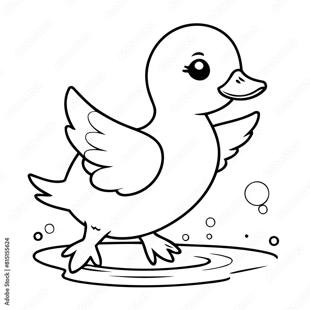 Vector illustration of a cute Duck doodle drawing for kids page Vector illustration of a cute Duck doodle drawing for kids page