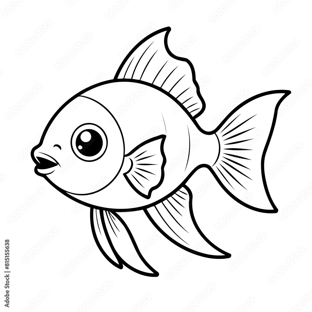 Vector illustration of a cute Tetra drawing for toddlers coloring activity Vector illustration of a cute Tetra drawing for toddlers coloring activity