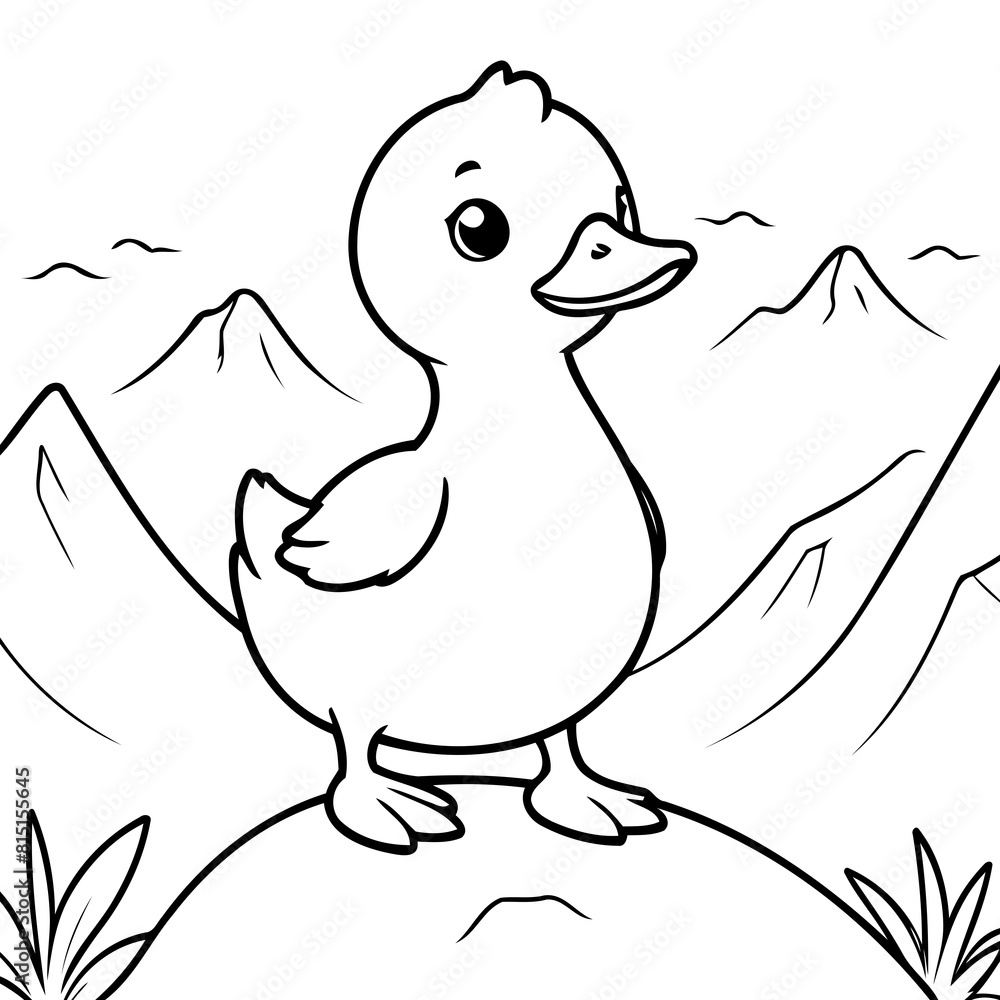 Vector illustration of a cute Duck drawing for toddlers colouring page Vector illustration of a cute Duck drawing for toddlers colouring page