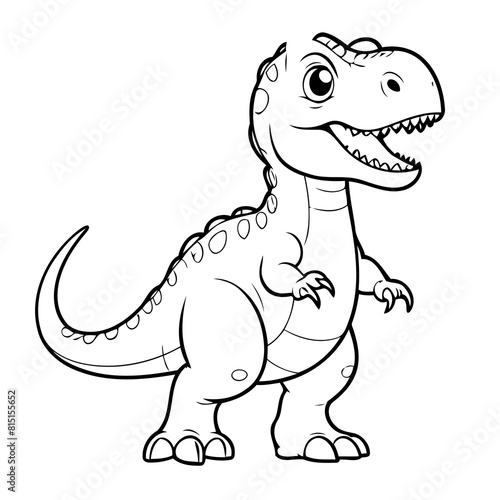 Cute vector illustration Allosaurus hand drawn for kids coloring page