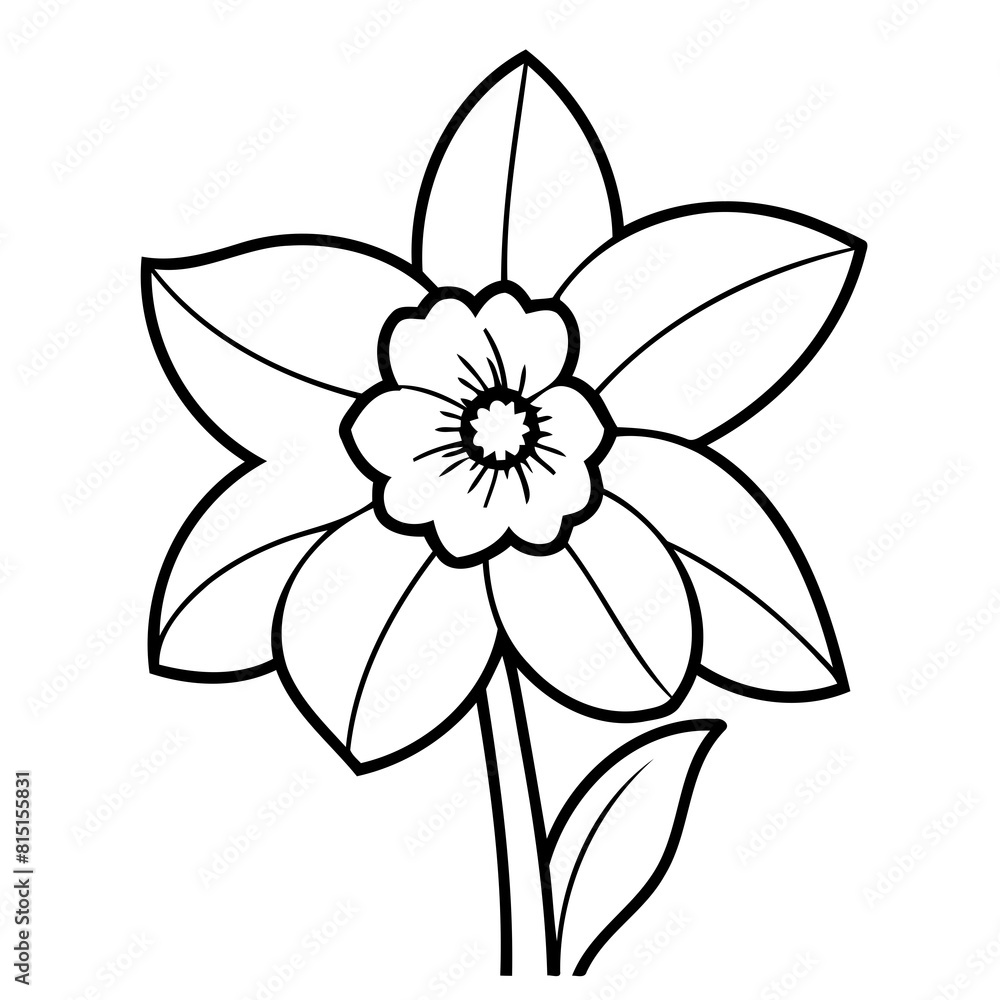Obraz premium Cute vector illustration Daffodil doodle for children worksheet