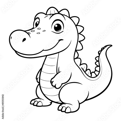 Cute vector illustration Alligator drawing for kids colouring page