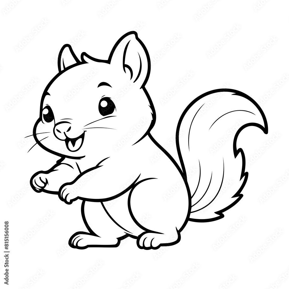 Vector illustration of a cute Squirrel drawing for children page