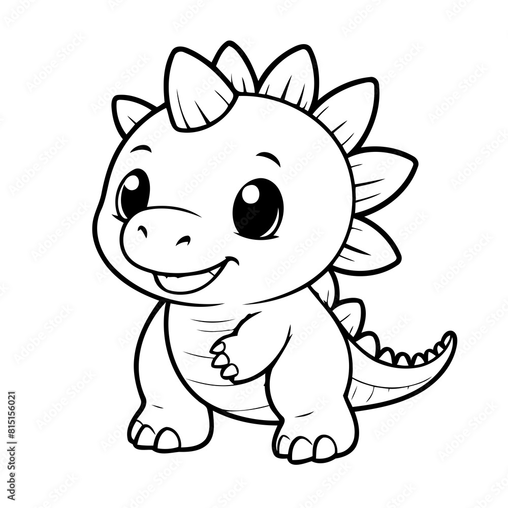 Naklejka premium Cute vector illustration Stegosaurus doodle for toddlers coloring activity