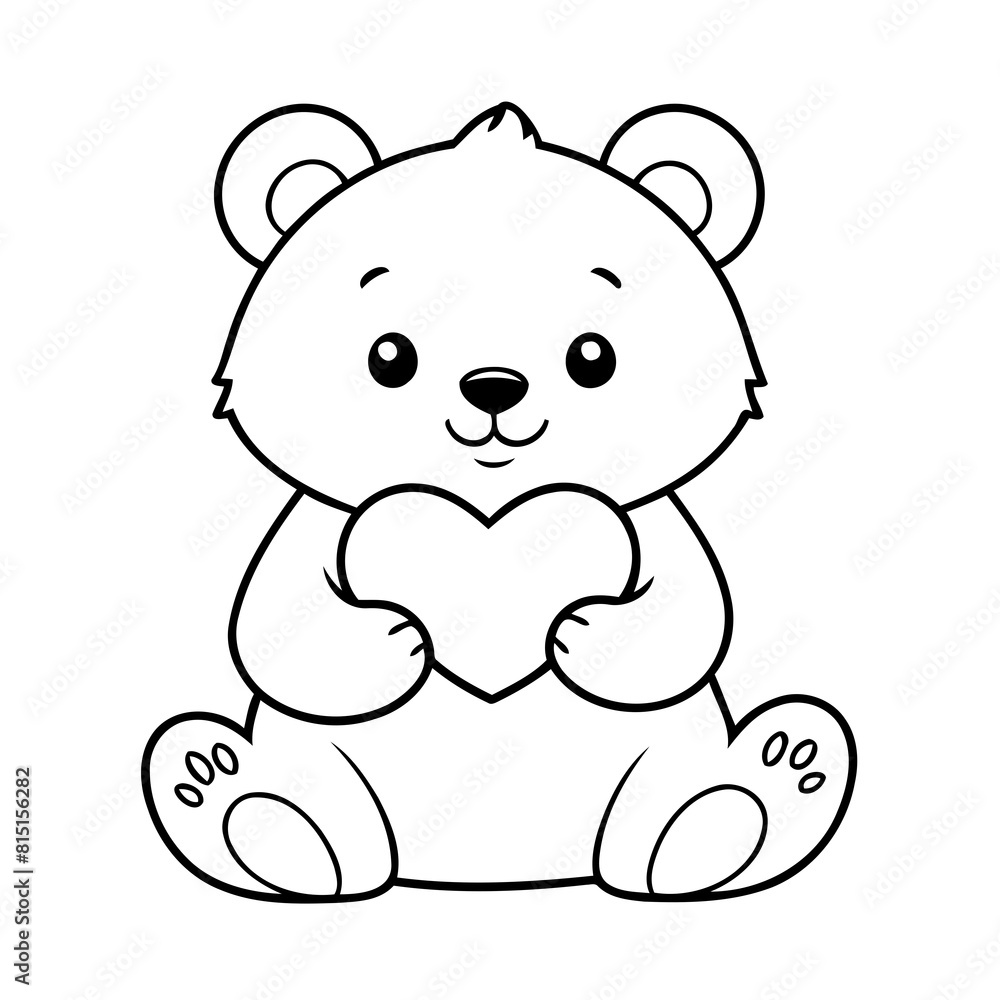 Fototapeta premium Cute vector illustration Bear for toddlers colouring page