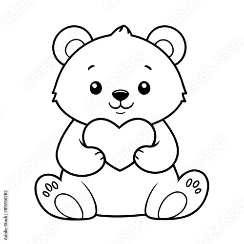 Cute vector illustration Bear for toddlers colouring page