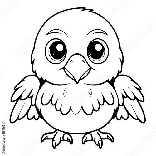 Cute vector illustration Eagle doodle colouring activity for kids