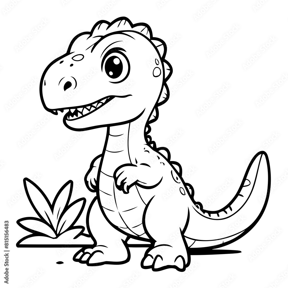 Fototapeta premium Cute vector illustration Velociraptor for children colouring activity
