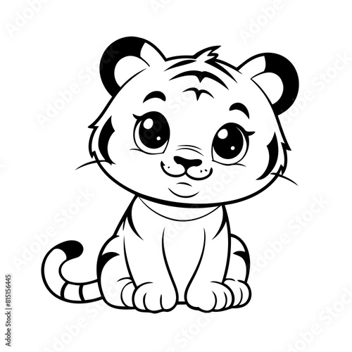 Simple vector illustration of Tiger drawing for kids colouring activity