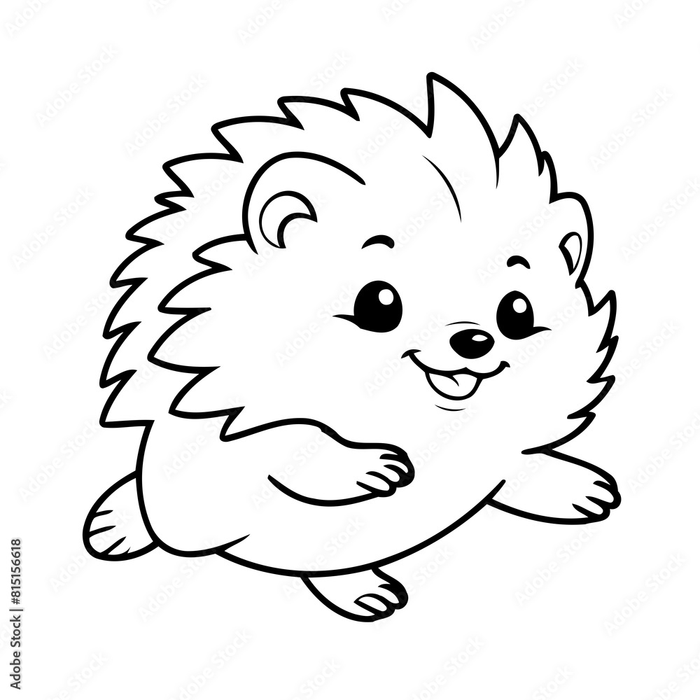 Fototapeta premium Vector illustration of a cute Hedgehog drawing for kids colouring page