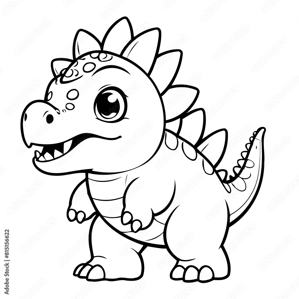 Obraz premium Cute vector illustration Ankylosaurus for kids coloring activity page