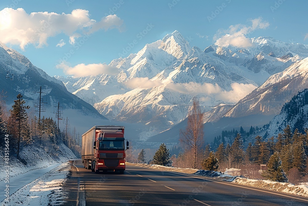 This image showcases a realistic food delivery truck in action, capturing the essence of modern urban logistics and food transportation. This image showcases a realistic food delivery truck in action, capturing the essence of modern urban logistics and food transportation.