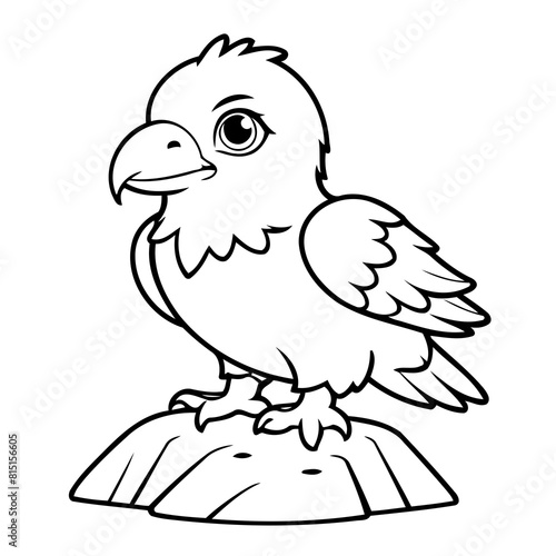Simple vector illustration of Eagle drawing colouring activity