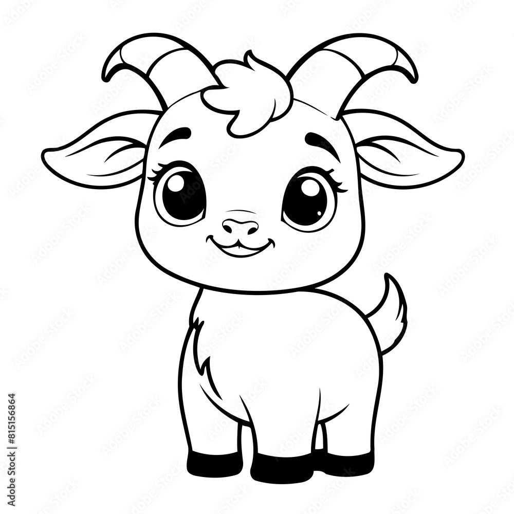Vector illustration of a cute Goat doodle for toddlers colouring page Vector illustration of a cute Goat doodle for toddlers colouring page