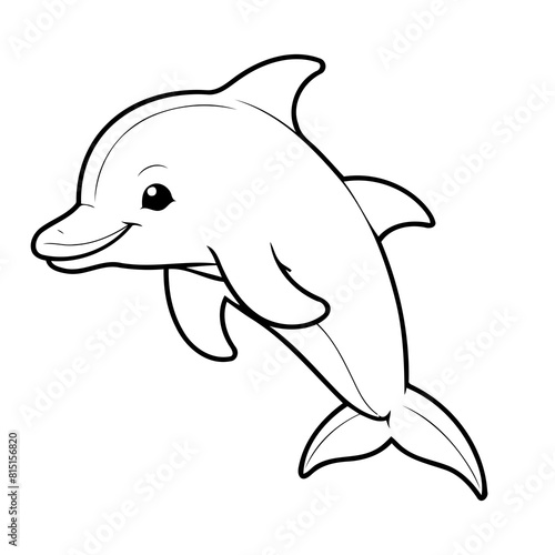 Vector illustration of a cute Dolphin doodle for toddlers coloring activity