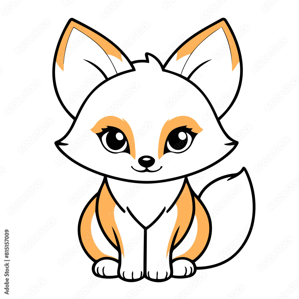 Cute vector illustration Fox doodle black and white for kids page Cute vector illustration Fox doodle black and white for kids page