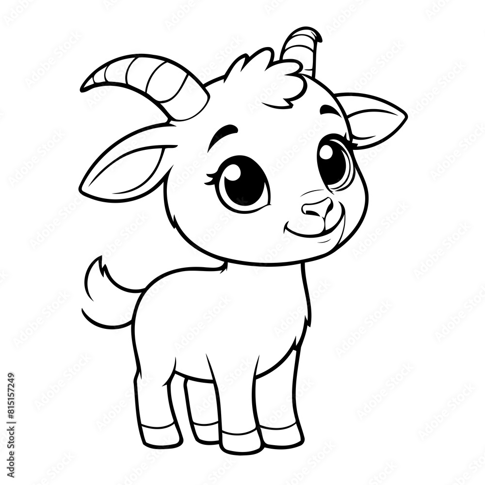 Obraz premium Simple vector illustration of Goat hand drawn for toddlers