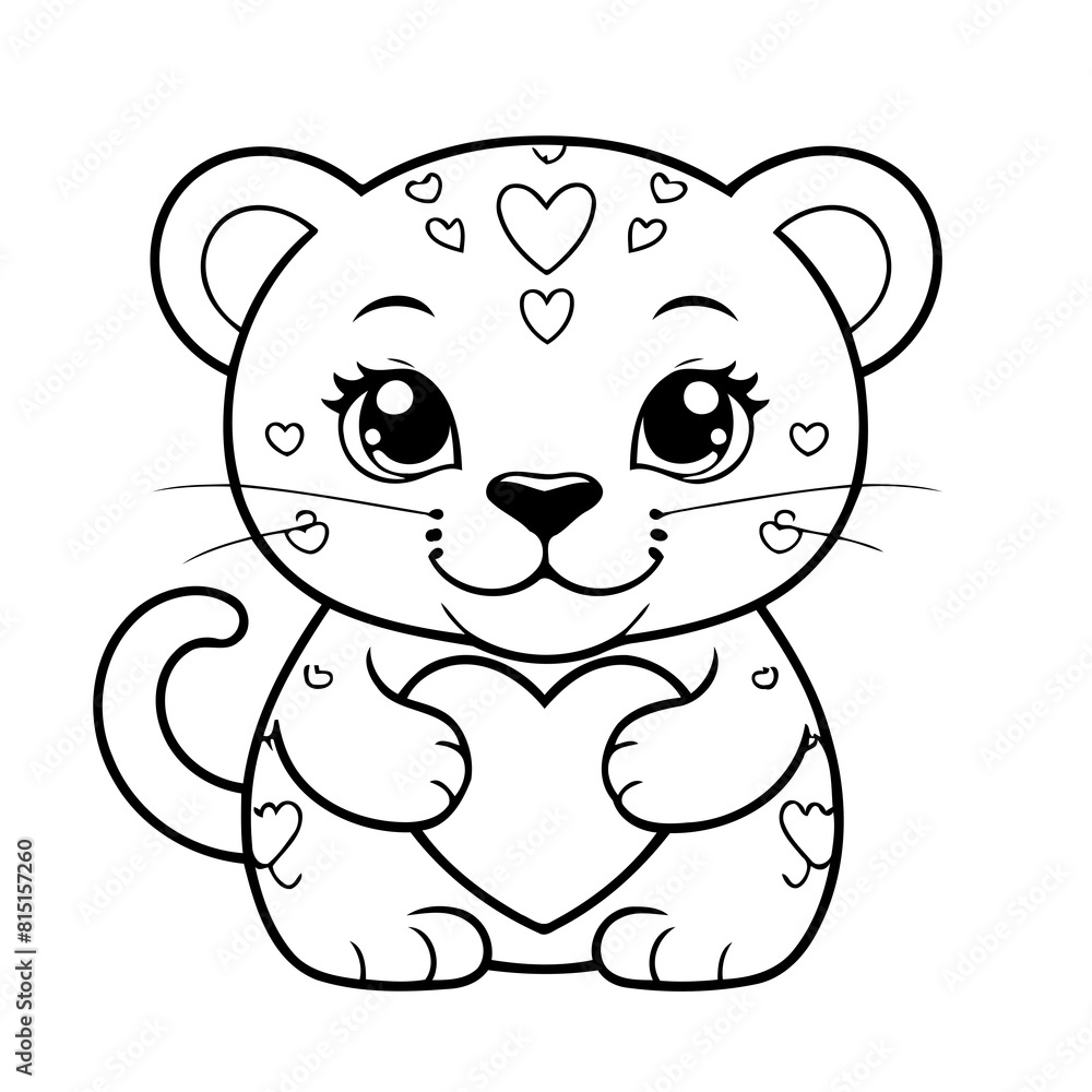 Naklejka premium Simple vector illustration of Jaguar hand drawn for kids coloring page