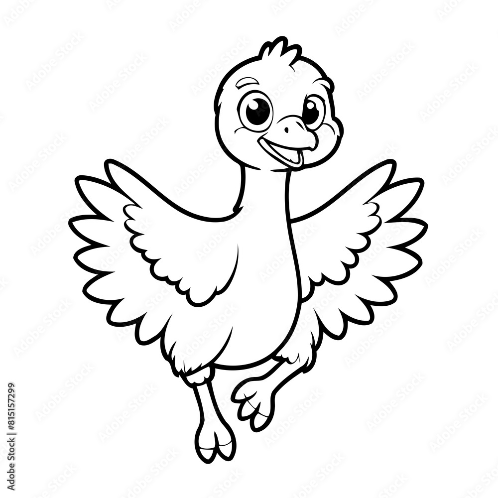 Simple vector illustration of Ostrich for toddlers colouring page Simple vector illustration of Ostrich for toddlers colouring page