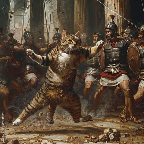 cat atacking roman legioner photo