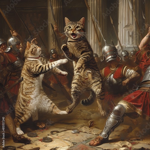 cat atacking roman legioner photo