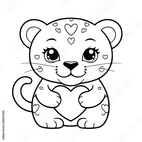 Simple vector illustration of Jaguar hand drawn for kids coloring page