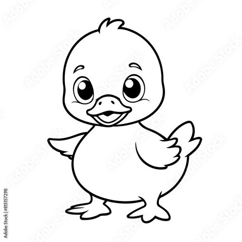 Simple vector illustration of Duck hand drawn for kids coloring page