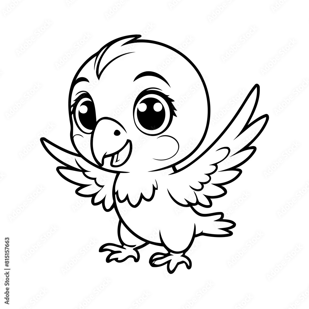Fototapeta premium Vector illustration of a cute Parrot drawing for children page