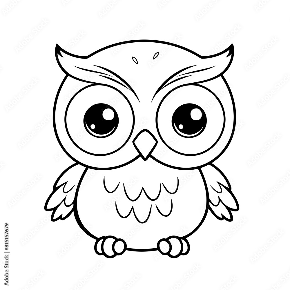 Simple vector illustration of Owl colouring page for kids Simple vector illustration of Owl colouring page for kids