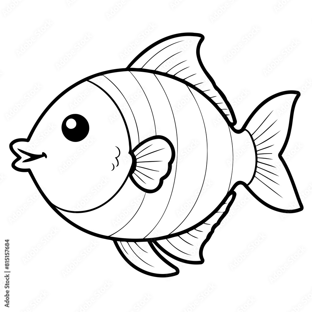 Simple vector illustration of Fish for toddlers colouring page Simple vector illustration of Fish for toddlers colouring page