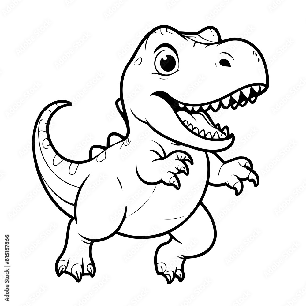 Fototapeta premium Vector illustration of a cute Tyrannosaurus doodle drawing for kids page