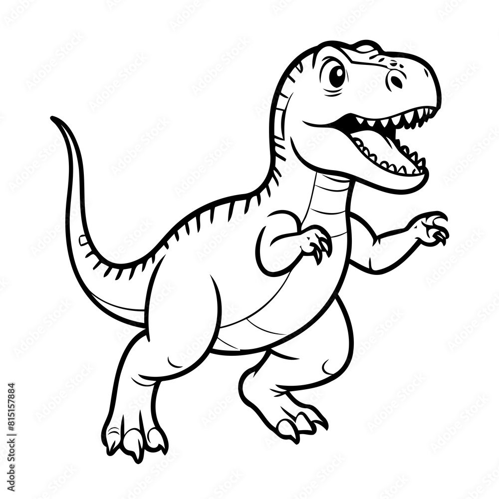Fototapeta premium Cute vector illustration Allosaurus drawing for colouring page