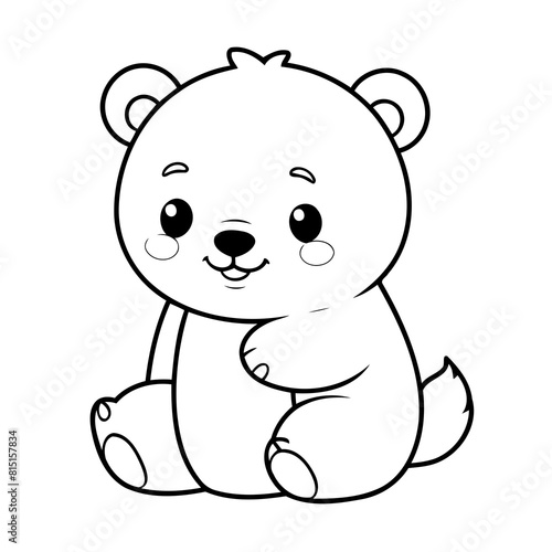 Simple vector illustration of Bear drawing for kids colouring page