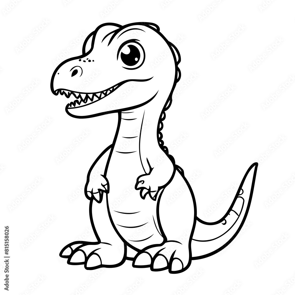 Obraz premium Cute vector illustration Velociraptor drawing for children page