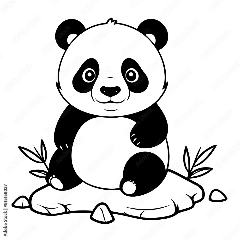 Cute vector illustration Panda for kids colouring worksheet Cute vector illustration Panda for kids colouring worksheet