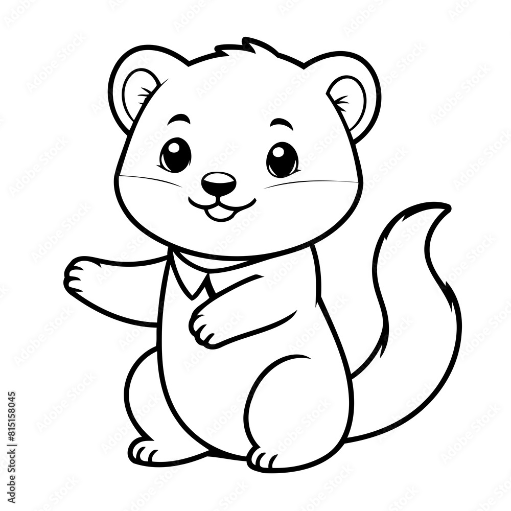 Vector illustration of a cute Ferret doodle for kids coloring worksheet Vector illustration of a cute Ferret doodle for kids coloring worksheet