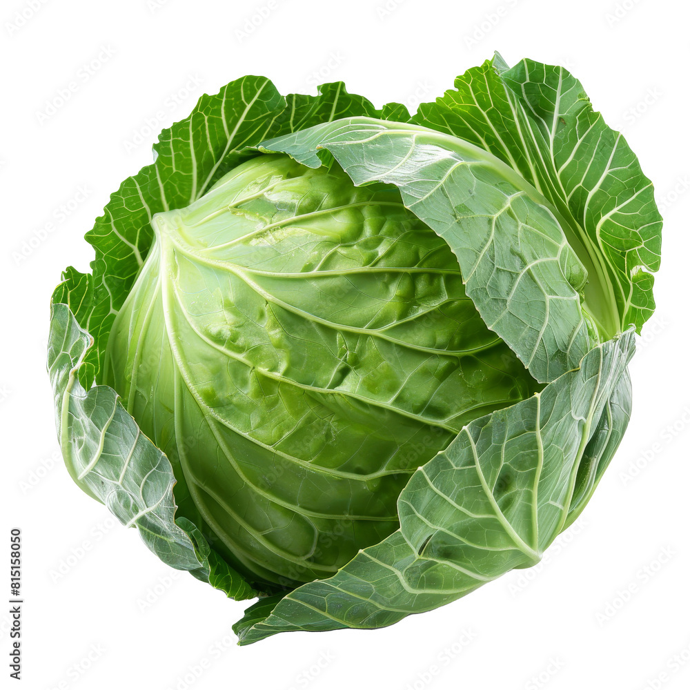 A single cabbage with green leaves, placed on a plain Png background, a Beaver Isolated on a whitePNG Background A single cabbage with green leaves, placed on a plain Png background, a Beaver Isolated on a whitePNG Background