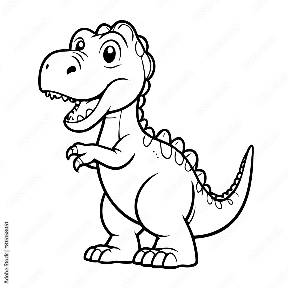 Fototapeta premium Vector illustration of a cute Allosaurus doodle drawing for kids page