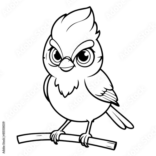 Vector illustration of a cute BlueJay drawing for colouring page