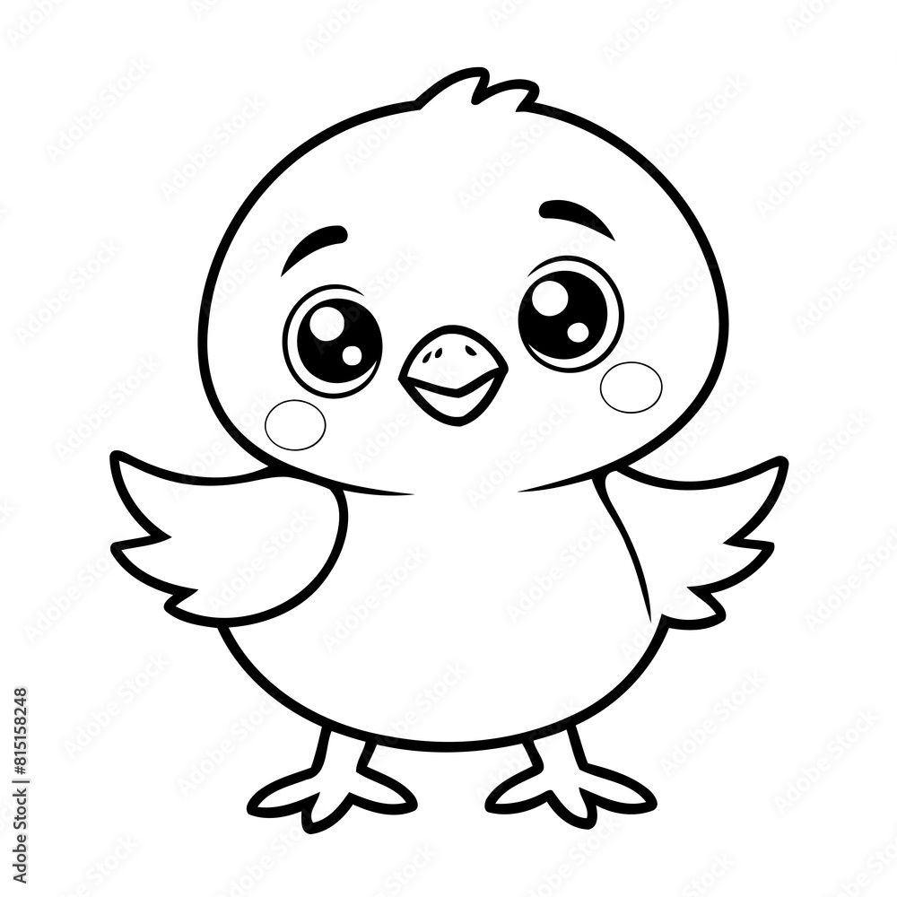 Cute vector illustration Chick drawing for kids colouring page Cute vector illustration Chick drawing for kids colouring page