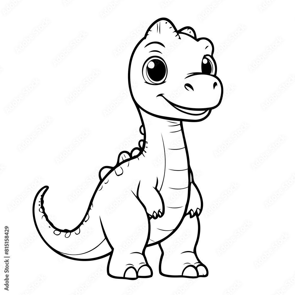Obraz premium Vector illustration of a cute Brachiosaurus drawing for kids page